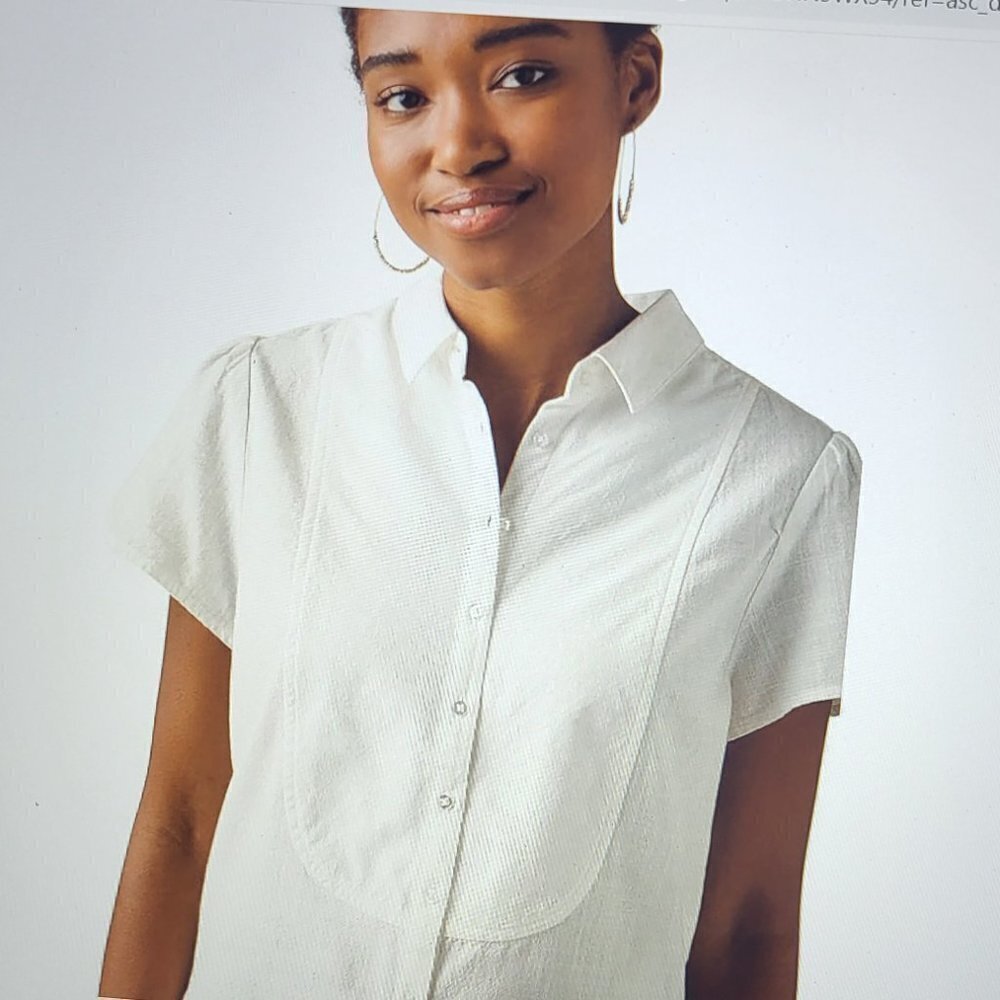 Prana Katya short sleeve top white collared size Small NWT